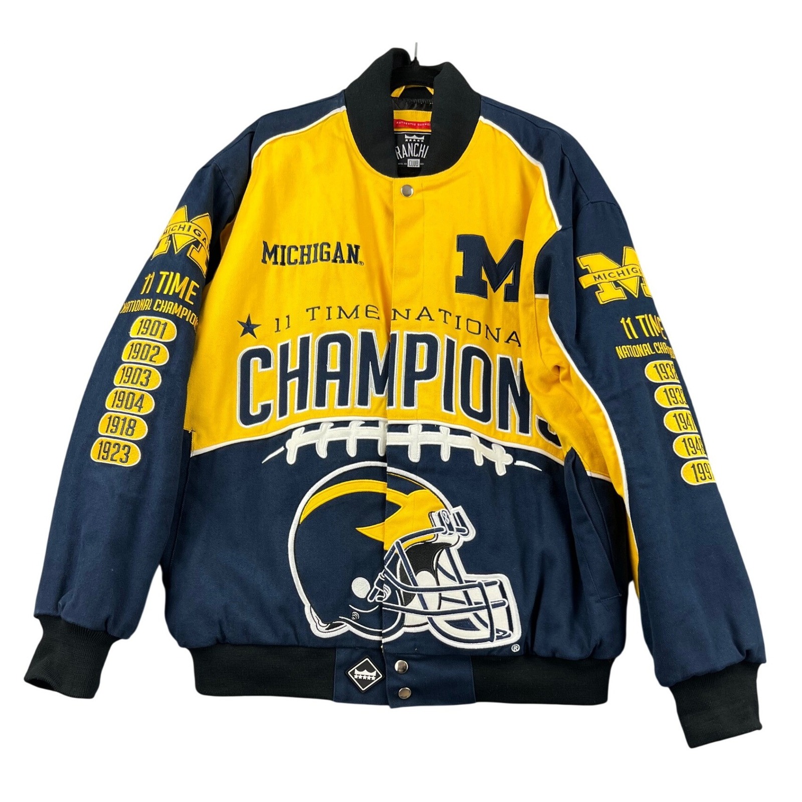 Franchise Club Michigan Wolverines Jacket Men Lg Blue Yellow National Champions